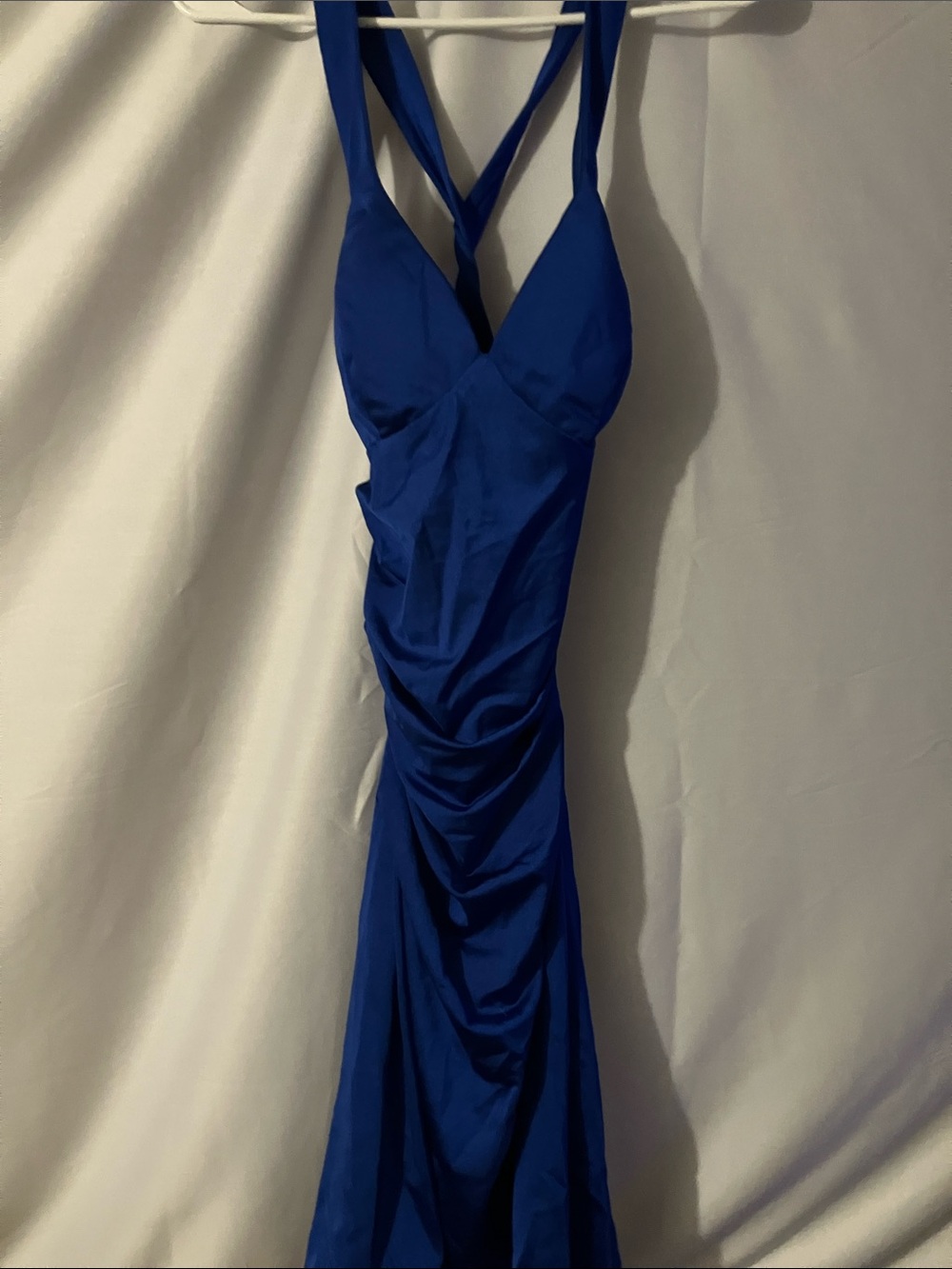 B Darlin Royal Blue Ruched Evening Dress